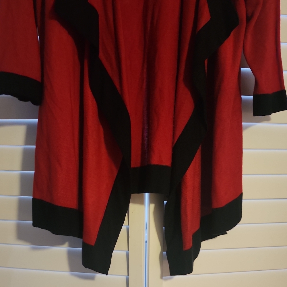 Red and Black Open Cardigan - Picture 3 of 6